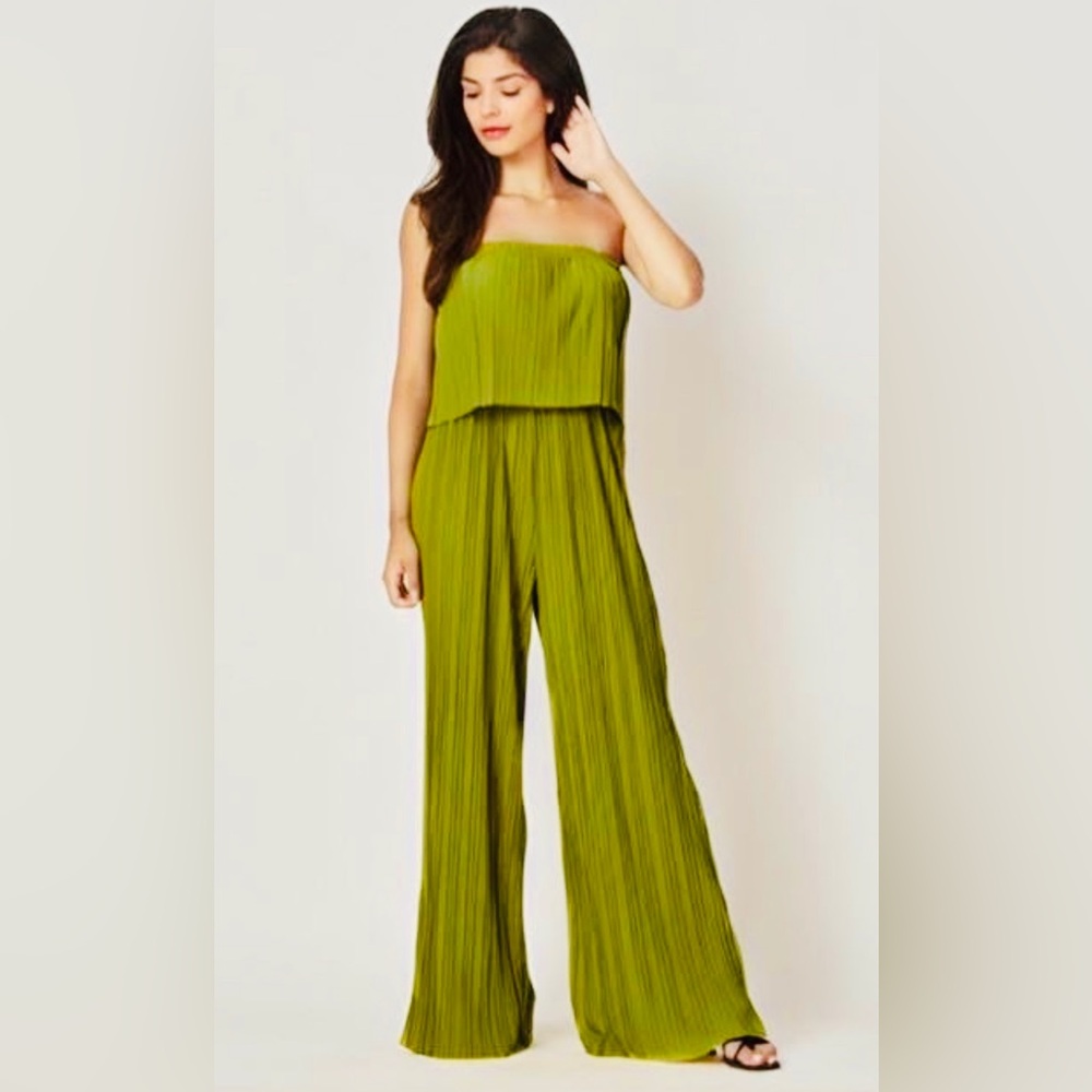 Elegant Olive Green Strapless Jumpsuit
